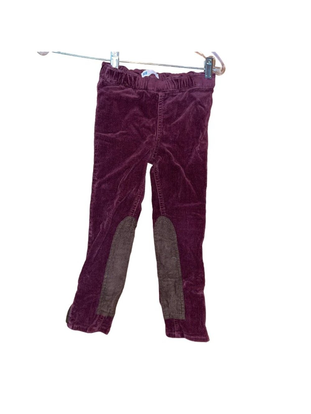 H&M Girls Corduroy Pants With  Patches & Zipper Details  Size 4-5Y